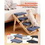 VEVOR Wood Pet Stairs, 4-Step Dog Stairs for Beds, Sofa & Cars, 68 kg Load Capacity, Floded Flat Design, Stable & Sturdy Cat & D