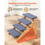 VEVOR Wood Pet Stairs, 4-Step Dog Stairs for Beds, Sofa & Cars, 68 kg Load Capacity, Floded Flat Design, Stable & Sturdy Cat & D