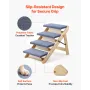 VEVOR Wood Pet Stairs, 4-Step Dog Stairs for Beds, Sofa & Cars, 68 kg Load Capacity, Floded Flat Design, Stable & Sturdy Cat & D