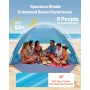 Beach Tent Sun Shelter for 6 Person, UPF 50+ Protection, Portable Sun Shade Canopy with Carrying Bag & Sand Pockets, Lightweight