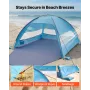 VEVOR Beach Tent Sun Shelter for 6 Person, UPF 50+ Protection, Portable Sun Shade Canopy with Carrying Bag & Sand Pockets, Light