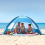 Beach Tent Sun Shelter for 3 Person, UPF 50+ Protection, Portable Sun Shade Canopy with Carrying Bag & Sand Pockets, Lightweight