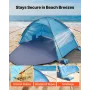VEVOR Beach Tent Sun Shelter for 4 Person, UPF 50+ Protection, Portable Sun Shade Canopy with Carrying Bag & Sand Pockets, Light