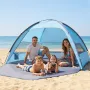VEVOR Beach Tent Sun Shelter for 4 Person, UPF 50+ Protection, Portable Sun Shade Canopy with Carrying Bag & Sand Pockets, Light