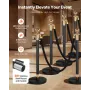 Stanchion Post, 8 Pcs Crowd Control Barrier Set with 6 Black Velvet Ropes, Heavy Duty Stainless Steel Stanchion Post Queue with 