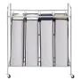 Laundry Sorter Cart 4 Section, Laundry Hamper with Heavy Duty Lockable Wheels and 4 Removable Bags, Rolling Laundry Basket Sorte