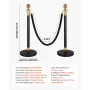 VEVOR Stanchion Post, 8 Pcs Crowd Control Barrier Set with 6 Black Velvet Ropes, Heavy Duty Stainless Steel Stanchion Post Queue