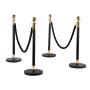 Stanchion Post, 8 Pcs Crowd Control Barrier Set with 6 Black Velvet Ropes, Heavy Duty Stainless Steel Stanchion Post Queue with 