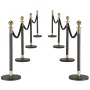 VEVOR Stanchion Post, 8 Pcs Crowd Control Barrier Set with 6 Black Velvet Ropes, Heavy Duty Stainless Steel Stanchion Post Queue