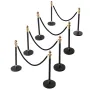 Stanchion Post, 8 Pcs Crowd Control Barrier Set with 6 Black Velvet Ropes, Heavy Duty Stainless Steel Stanchion Post Queue with 