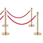 VEVOR Stanchion Post, 6 Pcs Crowd Control Barrier Set with Red Carpet, 4 Red Velvet Ropes, Stainless Steel Gold Stanchion Post Q