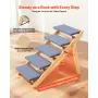 Wood Pet Stairs, 5-Step Dog Stairs for Beds, Sofa & Cars, 68 kg Load Capacity, Floded Flat Design, Stable & Sturdy Cat & Dog Ste