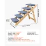 VEVOR Wood Pet Stairs, 5-Step Dog Stairs for Beds, Sofa & Cars, 68 kg Load Capacity, Floded Flat Design, Stable & Sturdy Cat & D