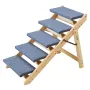 Wood Pet Stairs, 5-Step Dog Stairs for Beds, Sofa & Cars, 68 kg Load Capacity, Floded Flat Design, Stable & Sturdy Cat & Dog Ste