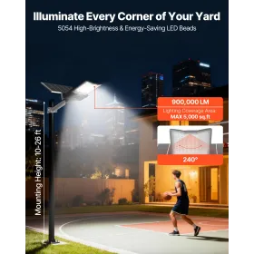 VEVOR 12000W Solar Street Light Outdoor, 900000LM, High Powered Commercial Parking Lot Light Dusk to Dawn, Split Type LED Flood 