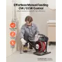 Drain Cleaner Machine 15m x 13mm, Sewer Snake Auger Manual Feed with 4 Cutters & Air-activated Foot Switch for 50mm to 150mm Pip