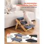 VEVOR Wood Pet Stairs, 3-Step Dog Stairs for Beds, Sofa & Cars, 68 kg Load Capacity, Floded Flat Design, Stable & Sturdy Cat & D