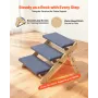 VEVOR Wood Pet Stairs, 3-Step Dog Stairs for Beds, Sofa & Cars, 68 kg Load Capacity, Floded Flat Design, Stable & Sturdy Cat & D