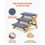 VEVOR Wood Pet Stairs, 3-Step Dog Stairs for Beds, Sofa & Cars, 68 kg Load Capacity, Floded Flat Design, Stable & Sturdy Cat & D