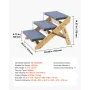 VEVOR Wood Pet Stairs, 3-Step Dog Stairs for Beds, Sofa & Cars, 68 kg Load Capacity, Floded Flat Design, Stable & Sturdy Cat & D