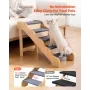 VEVOR Wood Pet Stairs, 5-Step Dog Stairs for High Beds, Sofa & Cars, 68 kg Load Capacity, Non-Slip Surface, Stable Cat & Dog Ste