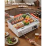 Commercial Electric Griddle, 535 x 300 mm, 3200W, 50-300°C Adjustable Temp Control, Stainless Steel Body, Half Grooved Half Flat