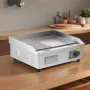 Commercial Electric Griddle, 535 x 300 mm, 3200W, 50-300°C Adjustable Temp Control, Stainless Steel Body, Half Grooved Half Flat