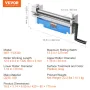 Slip Roll Machine, 12.6 inches Forming Width in 20 Gauge Capacity, Sheet Metal Slip Roller Rolling Bending Machine, with 2 Detac