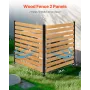 VEVOR Wood Privacy Fence, 38" W x 42" L, 2-Panel Slatted Air Conditioner Fence Screen, Pool Equipment Enclosure with Metal Stake