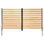 VEVOR Wood Privacy Fence, 38" W x 42" L, 2-Panel Slatted Air Conditioner Fence Screen, Pool Equipment Enclosure with Metal Stake