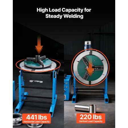 VEVOR Rotary Welding Positioner, 200 kg Load Capacity, -45° to 90° Tilt Angle Welding Positioner Turntable Table, 0.5-5 RPM Spee