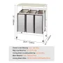 3-Section Laundry Sorter Cart with Ironing Board, Laundry Hamper with Heavy Duty Lockable Wheels and 3 Removable Bag, Rolling La