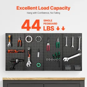 VEVOR Metal Pegboard Panels, 24" x 12" Pegboard, 4 Panels, Heavy Duty Peg Board Wall Organizer with Accessories, for Living Room
