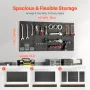 Metal Pegboard Panels, 24" x 12" Pegboard, 4 Panels, Heavy Duty Peg Board Wall Organizer with Accessories, for Living Room Garag