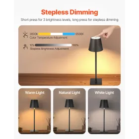 Trådløs Bordlampe, 2-Pak, 5200mAh Indbygget genopladeligt