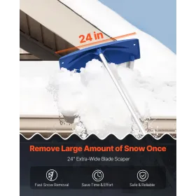 VEVOR Snow Roof Rake, 60cm PP Plastic Blade, 1.18-5.55 m Adjustable Roof Snow Scraper with Wheels, Anti-Slip Handle Snows Remova
