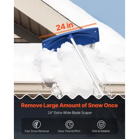 Snow Roof Rake, 60cm PP Plastic Blade, 1.18-5.55 m Adjustable Roof Snow Scraper with Wheels, Anti-Slip Handle Snows Removal Tool