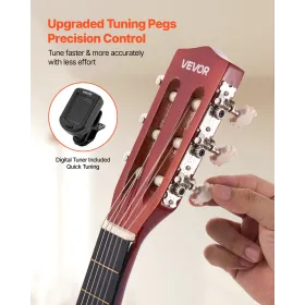 VEVOR Classical Guitar, 780 mm, Wood Classical Guitar Starter Kit for Beginners, with Nylon Strings, Gig Bag, Strap, Tuner, Extr