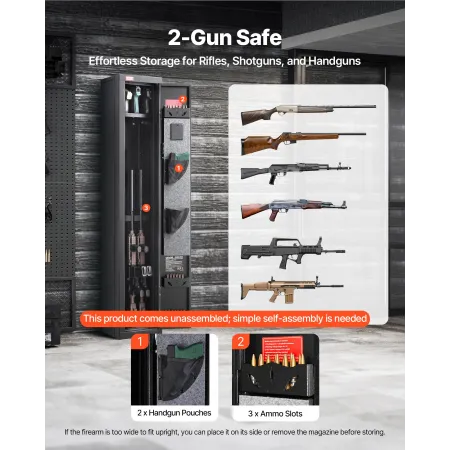 VEVOR Gun Safe, Heavy Duty Cold-Rolled Steel Fireproof Rifle Cabinet with Digital Keypad & Key, Large Long Gun Cabinet with Maga