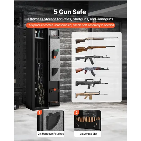 Gun Safe, Heavy Duty koldvalset stål brandsikkert riffelskab