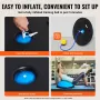 Half Exercise Ball Trainer, 23 inch Balance Ball Trainer, 660 lbs Capacity Stability Ball, Yoga Ball with Resistance Bands and P