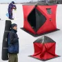 Portable Ice Shelter, 3-4 Person Insulated Pop-Up Ice Fishing Tent, 35 Square Feet Fishable Area, Thermal Ice Shanty for W