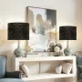 Drum Lamp Shade 2 Set, 13 in Top x 13 in Bottom x 10 in High, Medium Drum Lampshade with Harp, Replacement Lamp Shade for Table 