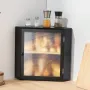 Corner Bread Box for Kitchen Counter, Double Layer Large Capacity Bamboo Bread Storage Container, Farmhouse Wooden Breadbox for 