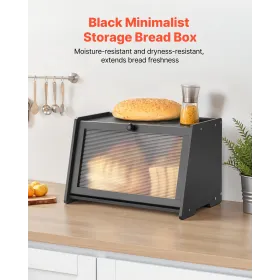 VEVOR Bread Box for Kitchen Counter, Large Capacity Bamboo Bread Storage Container, Farmhouse Wooden Breadbox Organizer for Home