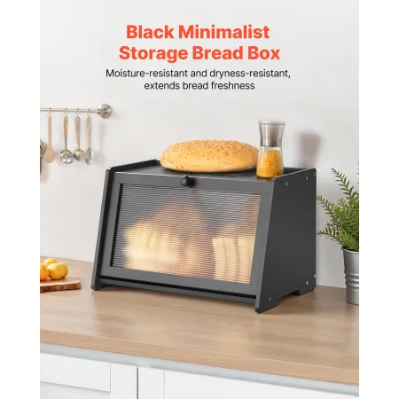 VEVOR Bread Box for Kitchen Counter, Large Capacity Bamboo Bread Storage Container, Farmhouse Wooden Breadbox Organizer for Home