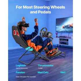 VEVOR Portable Racing Wheel Stand, Foldable & Adjustable Steering Sim Wheel Stand, 470 mm Seat Inner Width, Compatible with Logi