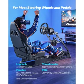 VEVOR Racing Wheel Stand, Heavy-Duty Simulator Cockpit Steering Stand med Dual-Rail Dual-Arm, Passer Logitech