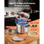 VEVOR Pressure Cooker, 11.3L Pressure Cooker Stainless Steel, Pressures Canner with Steaming Rack, Tempered Glass Lid, Three Pre