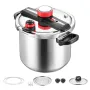 Pressure Cooker, 11.3L Pressure Cooker Stainless Steel, Pressures Canner with Steaming Rack, Tempered Glass Lid, Three Pressures